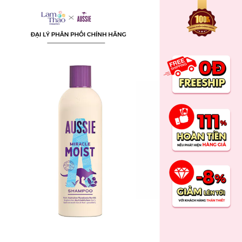 Dầu Gội Thuần Chay Dưỡng Tóc Ẩm Mượt Aussie Miracle Moist Shampoo 