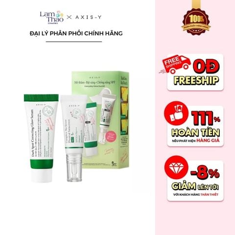  Bộ Sản Phẩm AXIS-Y Mờ Thâm Bật Sáng Chống Nắng Everyday Glow Dou Kit 