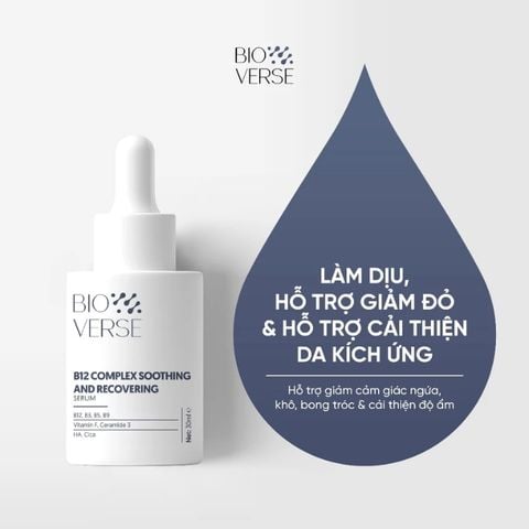  Tinh Chất Làm Dịu Kích Ứng Và Phục Hồi Giảm Đỏ Bioverse B12 Complex Soothing And Recovering Serum 