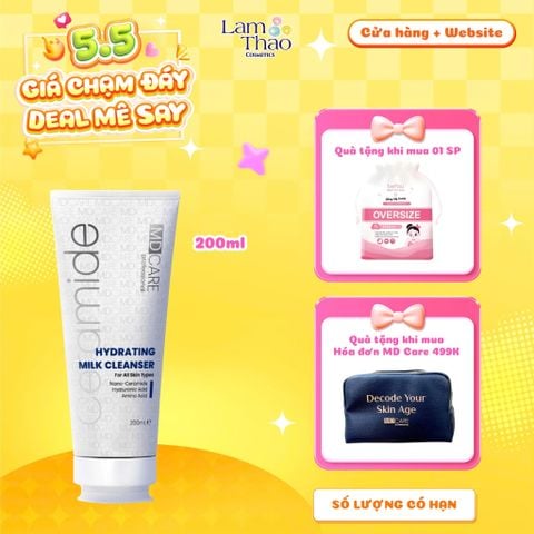  [TẶNG BTT BEFOU OVERSIZE 50 MIẾNG] [HĐ MD CARE 499K TẶNG 01 TÚI DA] Sữa Rửa Mặt Dịu Nhẹ Và Cấp Ẩm Cho Da Nhạy Cảm MD CARE Hydrating Milk Cleanser 