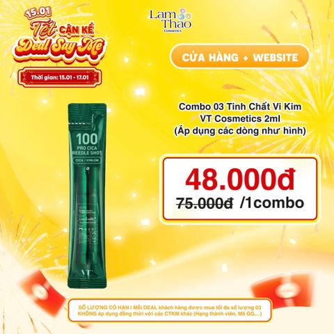  [DEAL SỐC 15.01 - 17.01 COMBO 3 GÓI 2ML] Tinh Chất Vi Kim Tăng Cường Dưỡng Da Cải Thiện Chăm Sóc Mụn Trứng Cá VT Cosmetics Pro Cica Reedle Shot 100 