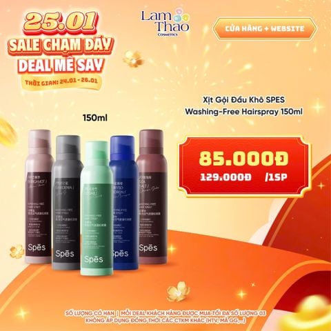  [DEAL SỐC 24.01 - 26.01 SIZE 150ML BẢN MỚI] Xịt Gội Đầu Khô SPES Washing-Free Hairspray 