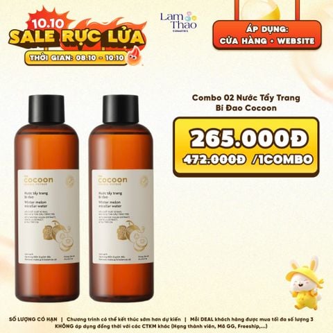  [DEAL SỐC 8.10 - 10.10 SIZE 500ML] Nước Tẩy Trang Dành Cho Da Dầu, Mụn Chiết Xuất Bí Đao Cocoon Winter Melon Micellar Water 