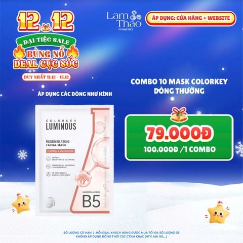  [DEAL SỐC 11.12 - 15.12 COMBO 10 MASK] [MUA HĐ COLORKEY 499K TẶNG GƯƠNG + SON KEM LÌ]  Mặt Nạ Tái Tạo Da Colorkey Luminous Regenerating Facial Mask 