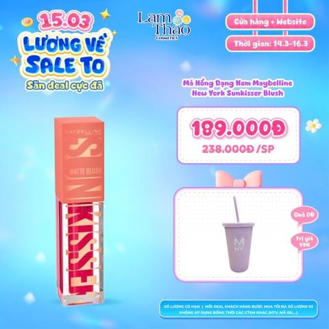  [DEAL SỐC 14.03 - 16.03 TẶNG LY NƯỚC MAYBELLINE] Má Hồng Dạng Kem Maybelline New York Sunkisser Blush 