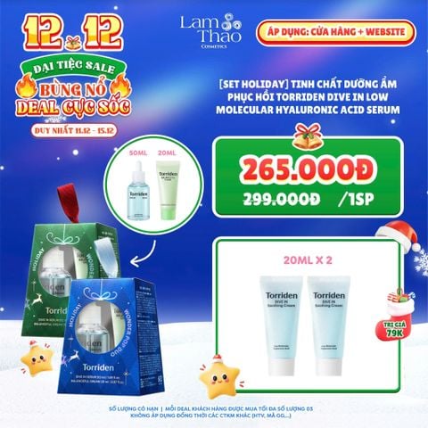  [DEAL SỐC 11.12 - 15.12 MUA 1 SET TẶNG 01 KEM DƯỠNG ẨM TORRIDEN 20ML ] SET HOLIDAY Tinh Chất Dưỡng Ẩm Phục Hồi Torriden Dive In Low Molecular Hyaluronic Acid Serum TẶNG BALANCEFULL CREAM 20ml 