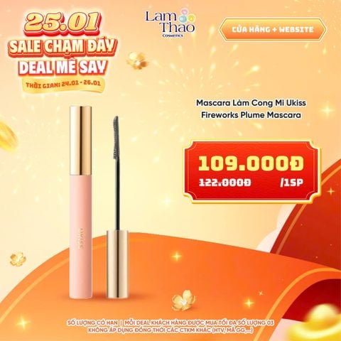  [DEAL SỐC 24.01 - 26.01] Mascara Làm Cong Mi Ukiss Fireworks Plume Mascara 