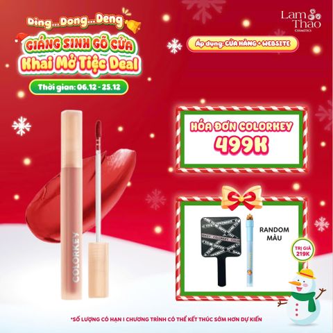  [DEAL SỐC 6.12 - 25.12 MUA HOÁ ĐƠN COLORKEY 499K TẶNG GƯƠNG + SON KEM LÌ] Son Kem Lì Siêu Mịn Môi Colorkey Soft Matte Water Tint 