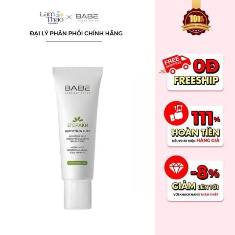  Kem Dưỡng Kiềm Dầu, Giảm Mụn Babe Stop AKN Mattifying Fluid 