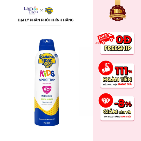  Xịt Chống Nắng Trẻ Em Banana Boat Kids Sensitive Sunscreen Spray SPF50+ PA++++ 