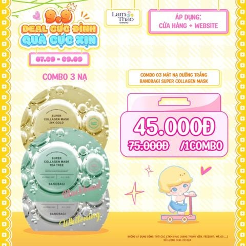  [MUA COMBO 3 MIẾNG/ 45K] Mặt Nạ Dưỡng Trắng Banobagi Super Collagen Mask 