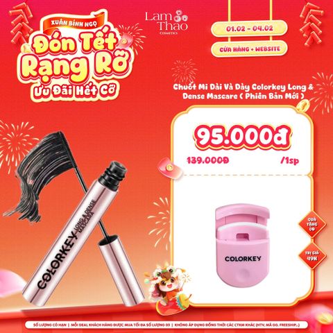  [DEAL SỐC 01.02 - 04.02 TẶNG BẤM MI COLORKEY] Chuốt Mi Dài Và Dày Colorkey Long & Dense Mascara ( Phiên Bản Mới ) 