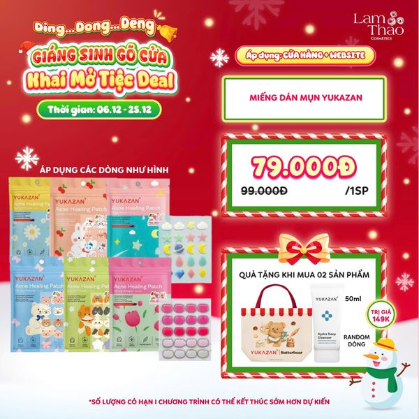 DEAL SỐC 6.12 - 25.12 MUA 2 SP YUKAZAN TẶNG SRM TÚI TOTE Miếng Dán Mụn Yukazan Acne