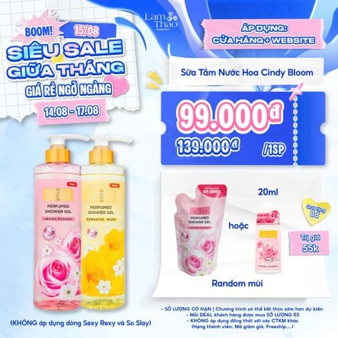  [DEAL 14/8 - 17/8 GIÁ SỐC] [TẶNG 1 SỮA TẮM CINDY BLOOM DẠNG TÚI 250G hoặc LĂN KHỬ MÙI 20ML]  Sữa Tắm Nước Hoa Cindy Bloom 