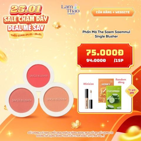  [DEAL SỐC 24.01 - 26.01 TẶNG 01 CHE KHUYẾT ĐIỂM MINI + 02 MASK THE SAEM] Phấn Má The Saem Saemmul Single Blusher 