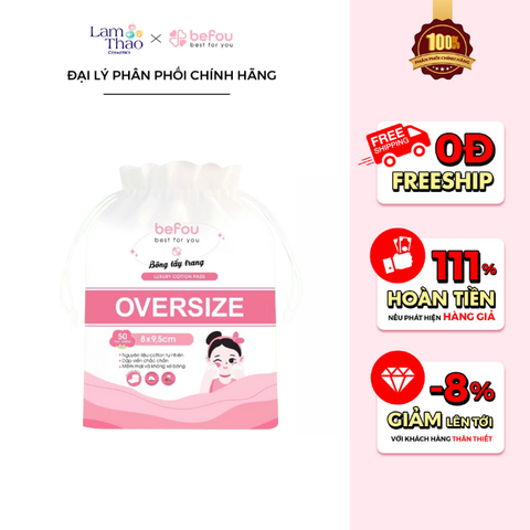  Bông Tẩy Trang Befou Oversize 8x9,5cm - 50 Miếng 