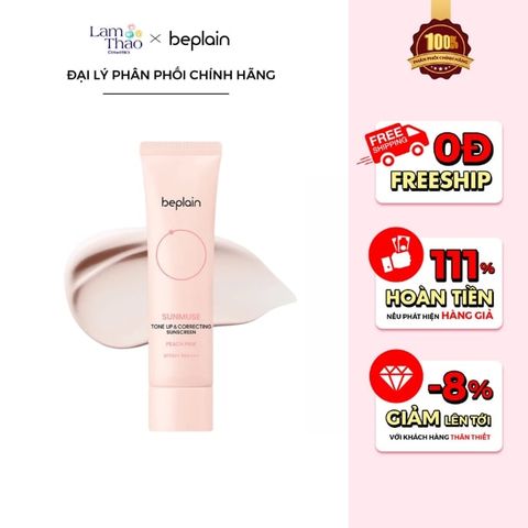  Kem Chống Nắng Beplain Sunmuse Tone Up & Correcting Sunscreen Peach Pink SPF50+ PA++++ 
