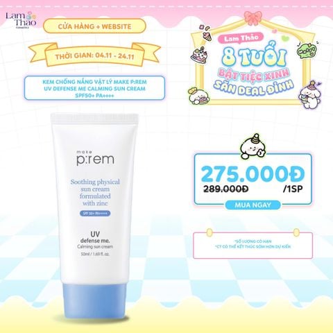  [DEAL SỐC 4.11 - 24.11] Kem Chống Nắng Vật Lý Cho Da Nhạy Cảm Make P:rem UV Defense Me Calming Sun Cream SPF50+ PA++++ 