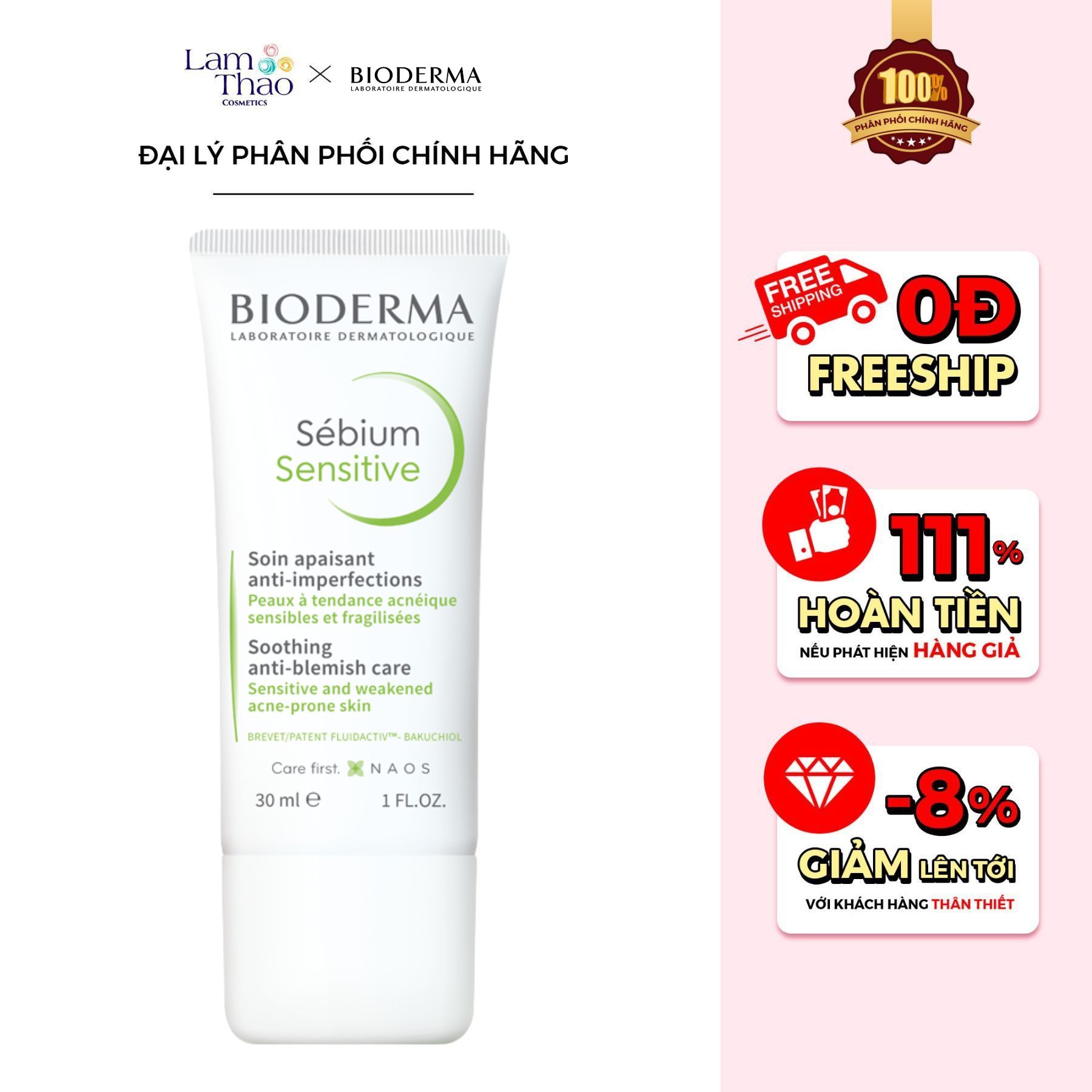 Kem Dưỡng Da Dành Cho Da Bị Mụn Và Nhạy Cảm Bioderma Sebium Sensitive