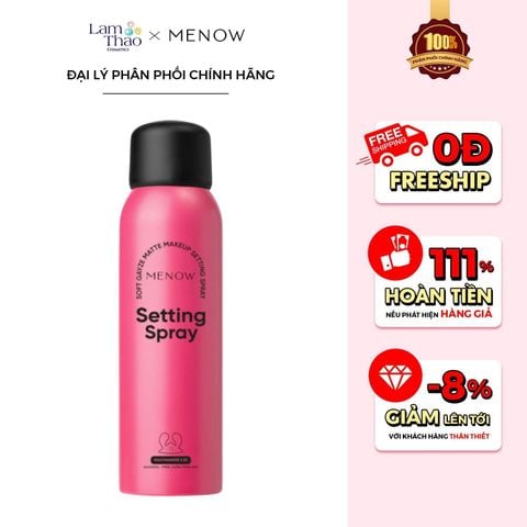  [DEAL SỐC 13.09 - 15.09 TẶNG MÁ HỒNG MINI MENOW] [TẶNG PHẤN MÁ HỒNG MENOW MINISZE] Xịt Khóa Nền Menow Soft Gayze Matte Makeup Setting Spray 