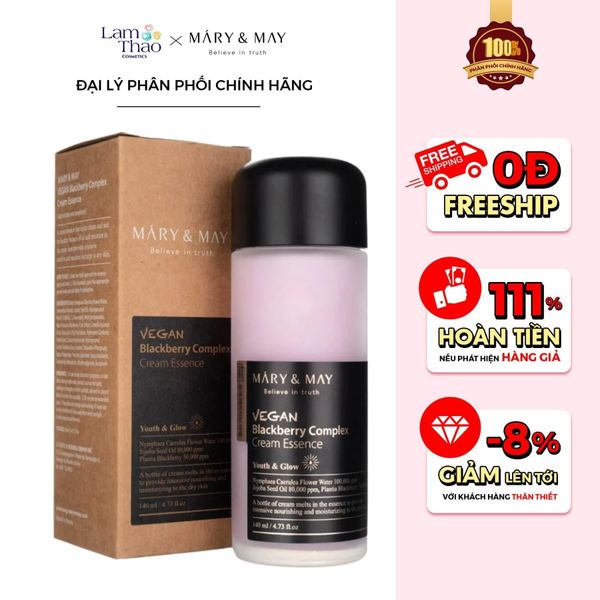 Nước Dưỡng Chống Lão Hoá Mary & May Vegan Blackberry Complex Cream Essence