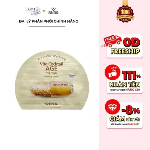  Mặt Nạ Hỗ Trợ Chống Lão Hoá, Giảm Nếp Nhăn BNBG Vita Cocktail Age Foil Mask 