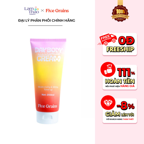  [ TẶNG GĂNG TAY] Sữa Dưỡng Thể Sáng Da Nâng Tone Five Grains Niacinamide Day Body Cream - Moisturizing & White Tone-Up 
