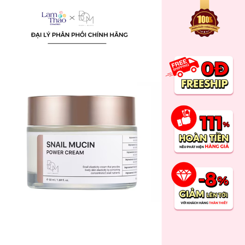  Kem Dưỡng Ẩm & Làm Mờ Nếp Nhăn B.O.M Snail Mucin Power Cream 