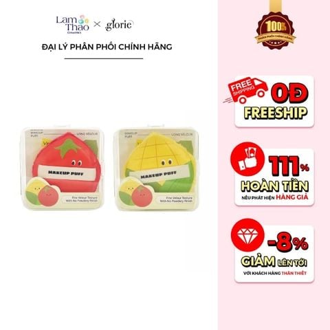  Bông Phấn Glorie Veggie Collection Long Velour Powder ( Kèm Hộp Đựng ) 