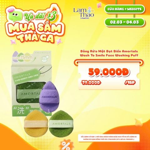  [DEAL SỐC 02.03 - 04.03] Bông Rửa Mặt Bọt Biển Amortals Wash To Smile Face Washing Puff 
