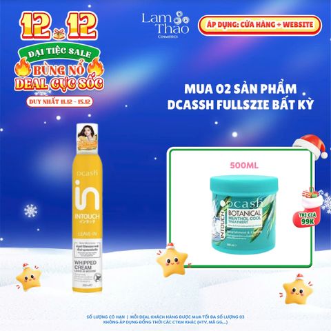  [DEAL SỐC 11.12 - 15.12 MUA 2SP DCASH FULLSIZE BẤT KỲ TẶNG KEM Ủ TÓC MEMTHOL COOL 500ML] Xịt Dưỡng Tóc Dcash Intouch Butter Milk And Honey Whipped Cream Leave In Mousse 