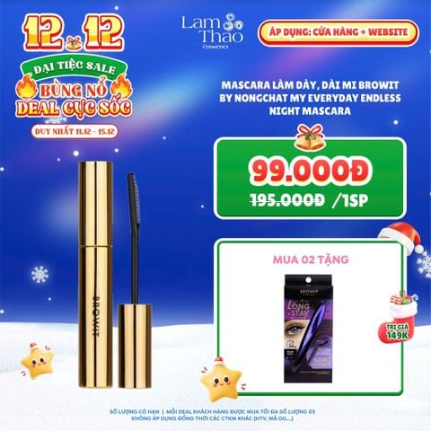  [DEAL SỐC 11.12 - 15.12 MUA 02 TẶNG MASCARA BROWIT DARK NIGHT] Mascara Làm Dày, Dài Mi Browit By Nongchat My Everyday Endless Night Mascara 