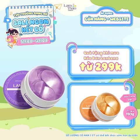  [DEAL 11/8 - 31/8 HĐ LANBENA 299K TẶNG 01 MẶT NẠ MẮT LANBENA VITA C] Mặt Nạ Mắt Hỗ Trợ Trẻ Hóa, Giảm Nhăn Lanbena Rejuvenating Retinol Hydra Gel Eye Patches 