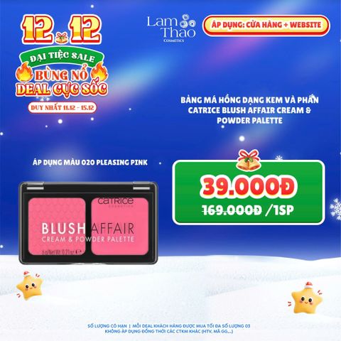  [DEAL SỐC 11.12 - 15.12 MÀU 020 PLEASING PINK] Bảng Má Hồng Dạng Kem Và Phấn Catrice Blush Affair Cream & Powder Palette 