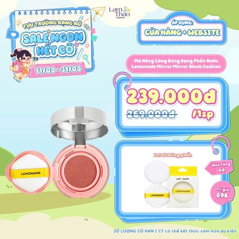  [DEAL 11/8 - 31/8 TẶNG SET 02 BÔNG PHẤN PHỦ LEMONDAE] Má Hồng Căng Bóng Dạng Phấn Nước Lemonade Mirror Mirror Blush Cushion 