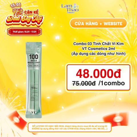  [DEAL SỐC 15.01 - 17.01 COMBO 3 GÓI 2ML] Tinh Chất Vi Kim Cải Thiện Nếp Nhăn VT Reti-A Reedle Shot 100 