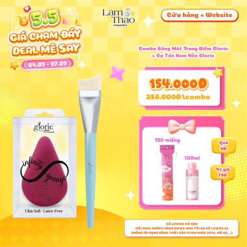  [DEAL SỐC 04.05 - 07.05 MUA COMBO CỌ MÚT GLORIE TẶNG 01 BTT 150 MIẾNG + NTT COLORKEY 100ML] Bông Mút Trang Điểm Glorie Infinity Sponge 
