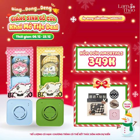  [DEAL SỐC 6.12 - 25.12 MUA HOÁ ĐƠN AMORTALS 349K TẶNG BÔNG MÚT TWIN STAR POWDER PUFF SET]  Bộ Bông Mút Tán Kem Nền Dạng Lỏng Amortals Puppy Hug Series Powder Puff Set 