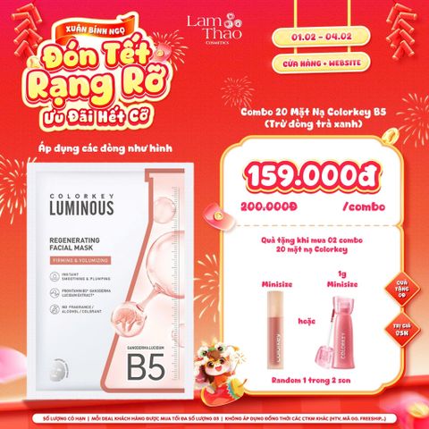  [DEAL SỐC 01.02 - 04.02 MUA 02 COMBO 20 MASK TẶNG 01 SON COLORKEY MINI]  Mặt Nạ Tái Tạo Da Colorkey Luminous Regenerating Facial Mask 