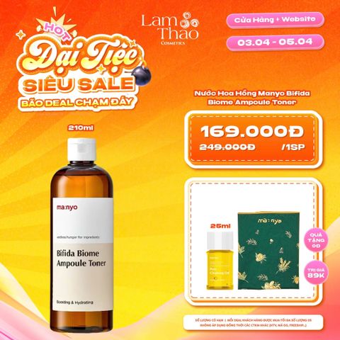  [DEAL SỐC 03.04 - 05.04 MUA SIZE 210ML TẶNG 01 DẦU TẨY TRANG + 01 KHĂN MANYO] Nước Hoa Hồng Manyo Bifida Biome Ampoule Toner 