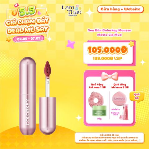  [DEAL SỐC 04.05 - 07.05 MUA 01 TẶNG CỘT TÓC + MASK BÙN 10G] [MUA 02 TẶNG MÚT RỬA MẶT + SON TINT MINI COLORKEY] Son Bùn Colorkey Mousse Matte Lip Mud 