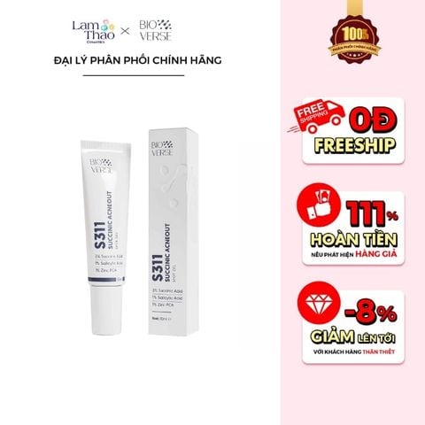  Gel Chấm Mụn Hỗ Trợ Giảm Khuẩn Và Se Còi Mụn Bioverse S311 Succinic Acneout Spot Gel 