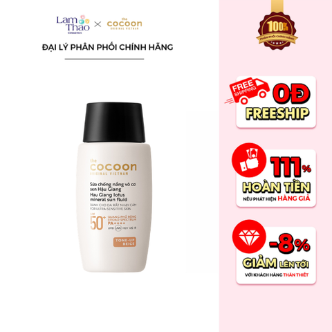  Sữa Chống Nắng Vô Cơ Sen Hậu Giang Cocoon Lotus Mineral Sun Fluid SPF50+ PA++++ 