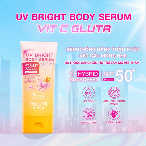  Tinh Chất Chống Nắng Dưỡng Sáng & Làm Mờ Vết Thâm MizuMi UV Bright Body Serum Vit C Gluta SPF50+ PA++++ 