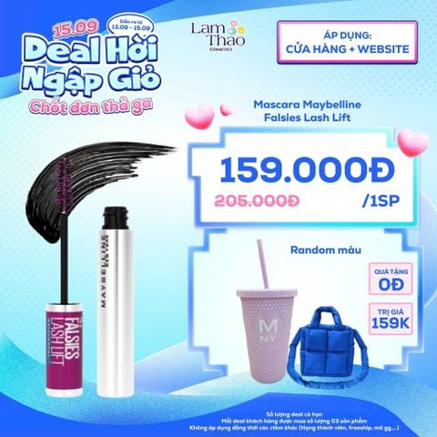  [DEAL SỐC 13.09 - 15.09 TẶNG LY NƯỚC TÍM MAYBELLINE + TÚI CHĂN BÔNG CHỮ NHẬT MAYBELLINE] Mascara Làm Dài Và Dày Mi Tức Thì Maybelline Falsies Lash Lift 