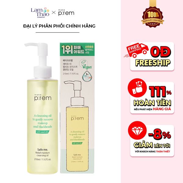 Dầu Tẩy Trang Dịu Nhẹ Make P:rem Safe Me. Relief Moisture Cleansing Oil