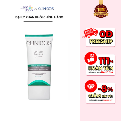  [MUA 1 TẶNG 1 KCN CLINICOS] Kem Chống Nắng Dành Cho Da Nhạy Cảm Clinicos Sensitive Truth Sunscreen SPF50+ PA++++ 