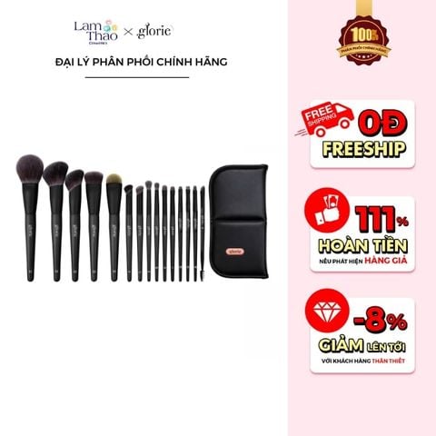  Bộ Cọ Trang Điểm Glorie 15 Cây The Velvet Noir Collection 