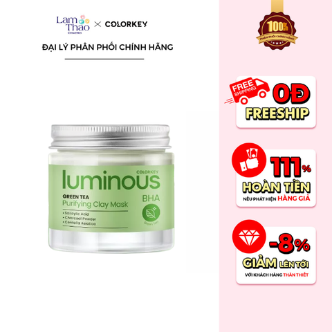  [CH GÒ VẤP 12.6 - 14.6: MUA HĐ COLORKEY 279K TẶNG NTT COLORKEY 100ML] Mặt Nạ Đất Sét Trà Xanh Colorkey Luminous Green Tea Purifying Clay Mask 