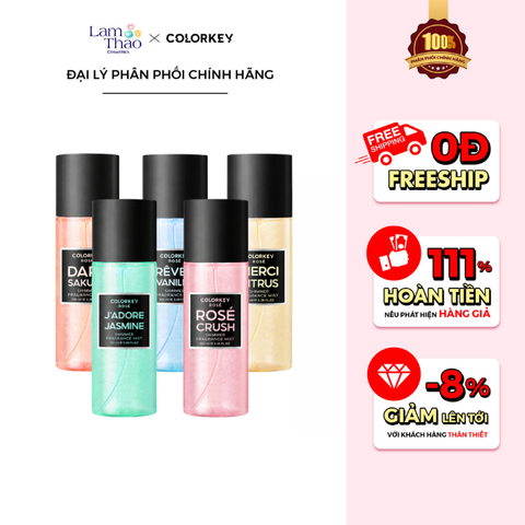  [CH GÒ VẤP 12.6 - 14.6: MUA HĐ COLORKEY 279K TẶNG NTT COLORKEY 100ML] Xịt Thơm Toàn Thân COLORKEY ROSE Shimmer Fragrance Mist ( Phiên Bản Mới ) 